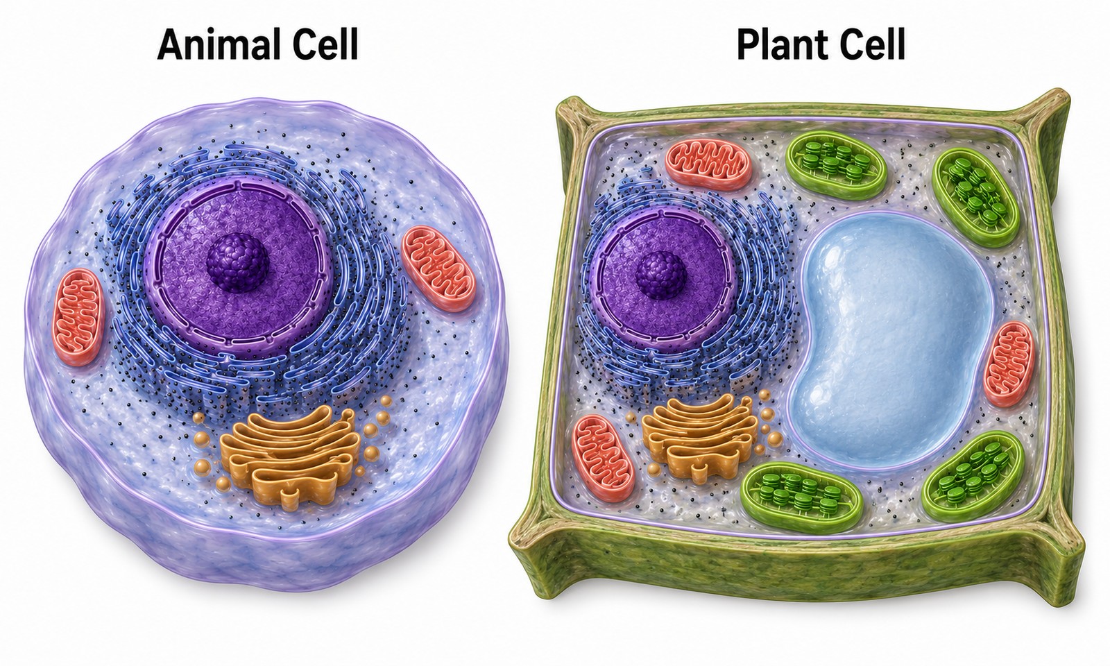 Side-by-side comparison. The student should be able to name what's in only the right cell — without any labels.